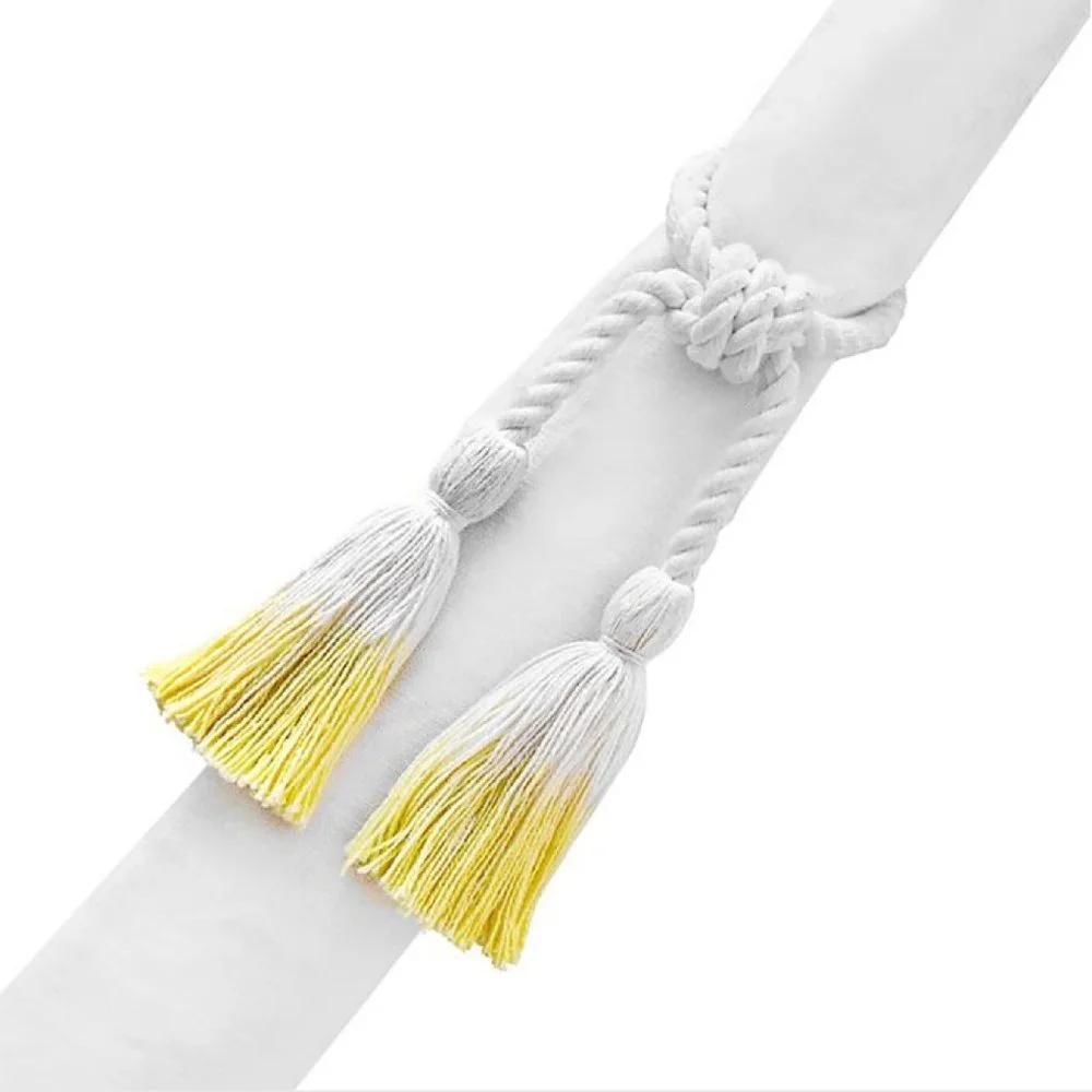 8 Wild Sage Colorful Ombre Rope Tassel Napkin Rings White Yellow Pink Blue Green